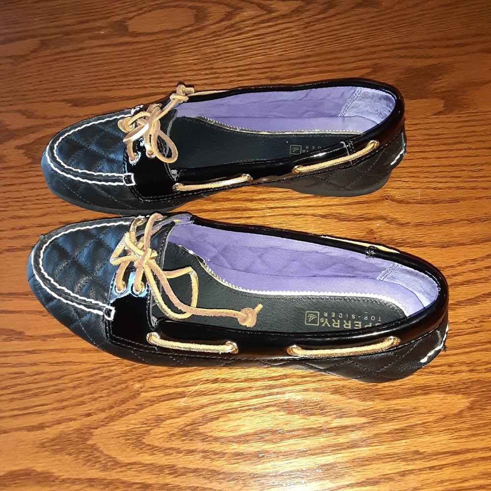 Black Leather Sperry Shoes